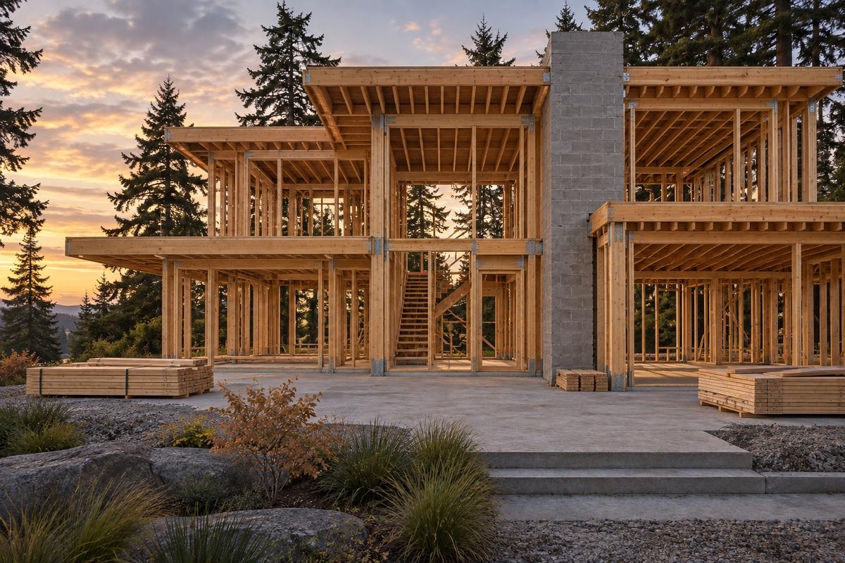 Framing stage of a new build