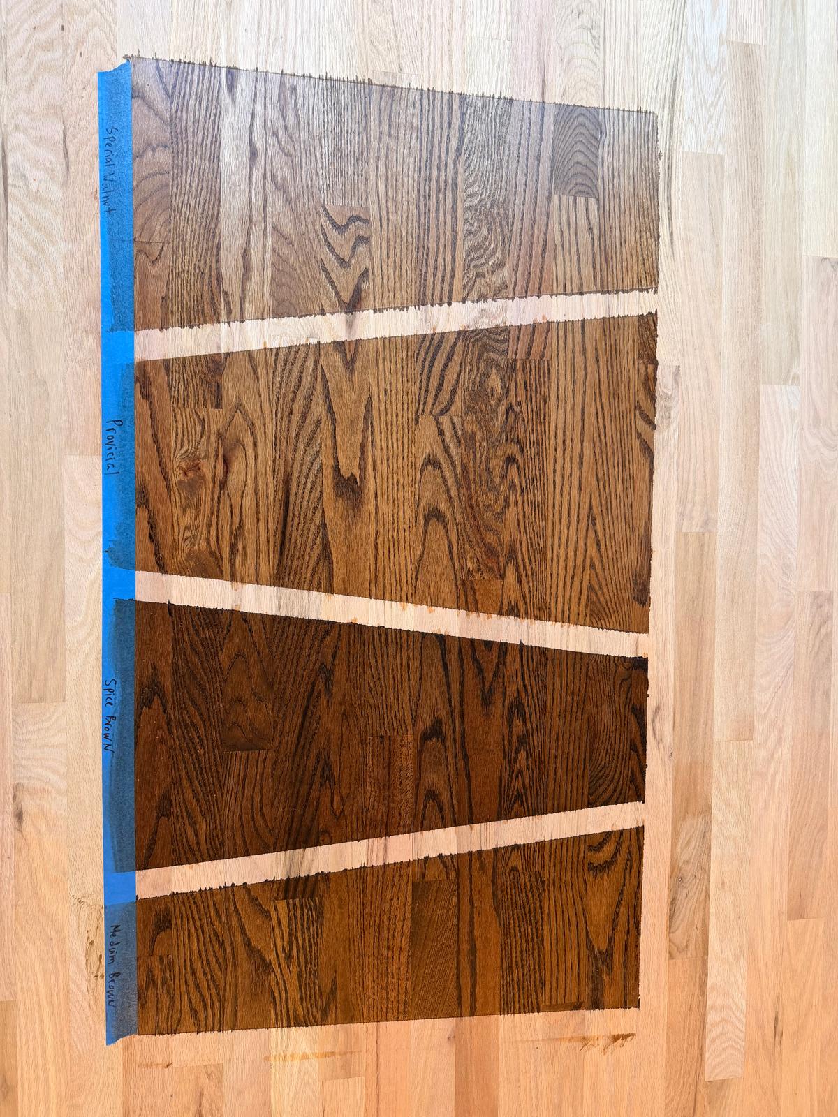 Samples on sanded floor