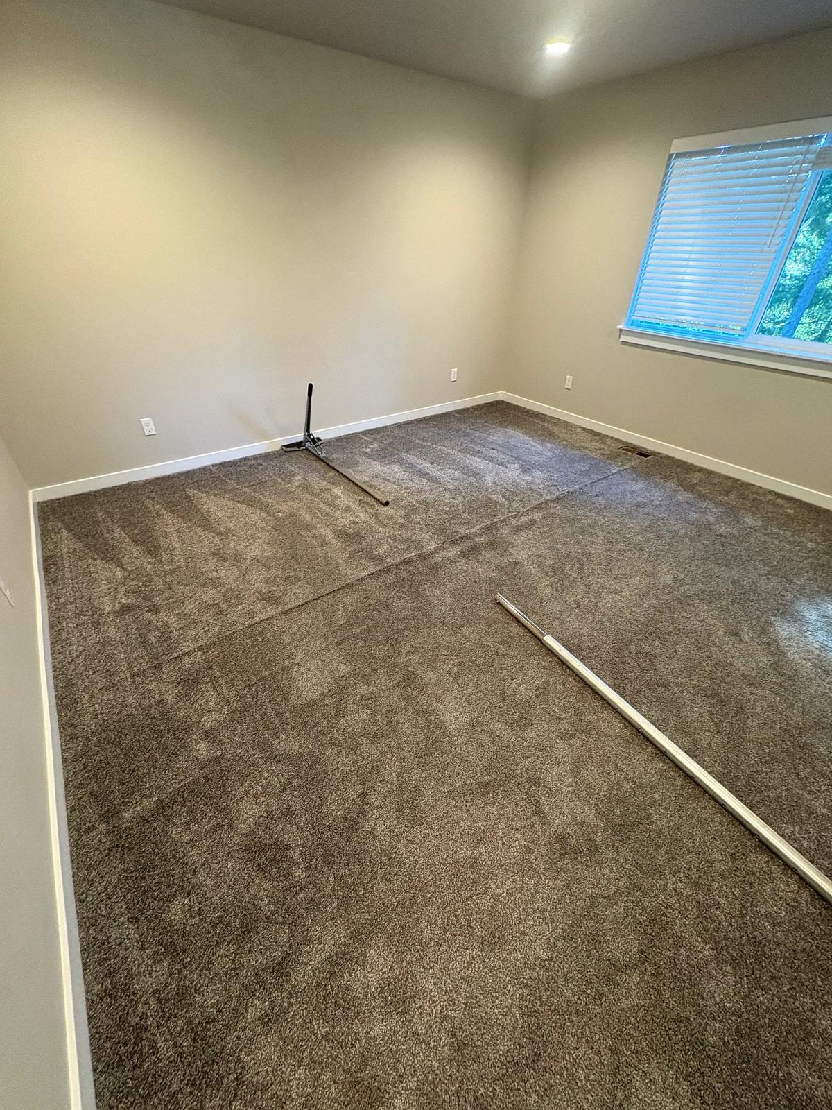 Carpet restretching removed the visible ripples., before